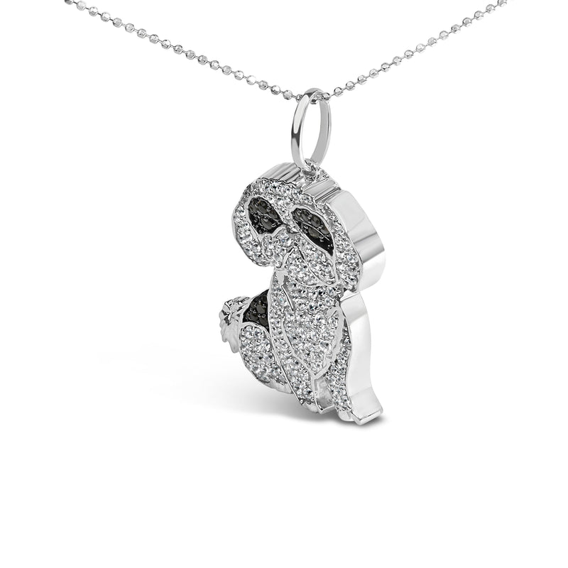 Bids.com .925 Sterling Silver 1 1/4 Cttw Diamond Shih Tzu Dog Pendant Necklace 18 inch (Black and I-J Color, I2-I3 Clarity) Necklaces