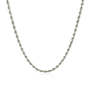 Bids.com 2.25mm 14k White Gold Solid Diamond Cut Rope Chain Necklaces