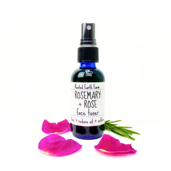 Rooted Earth Farm + Apothecary - Rose + Rosemary Face Toner 2oz - 4oz. 