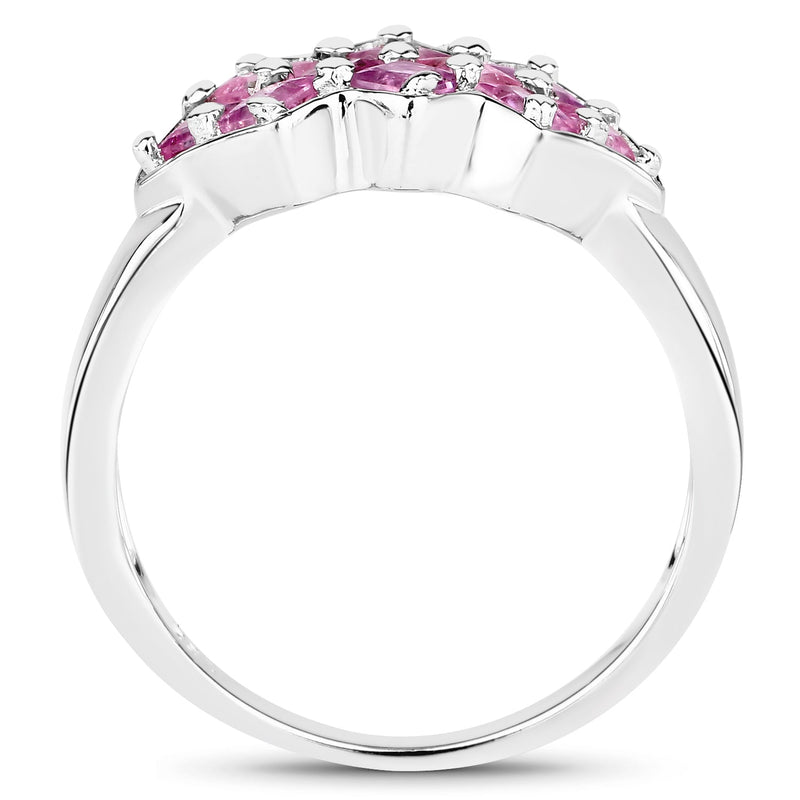 Bids.com 1.20 Carat Genuine Pink Sapphire .925 Sterling Silver Ring Rings
