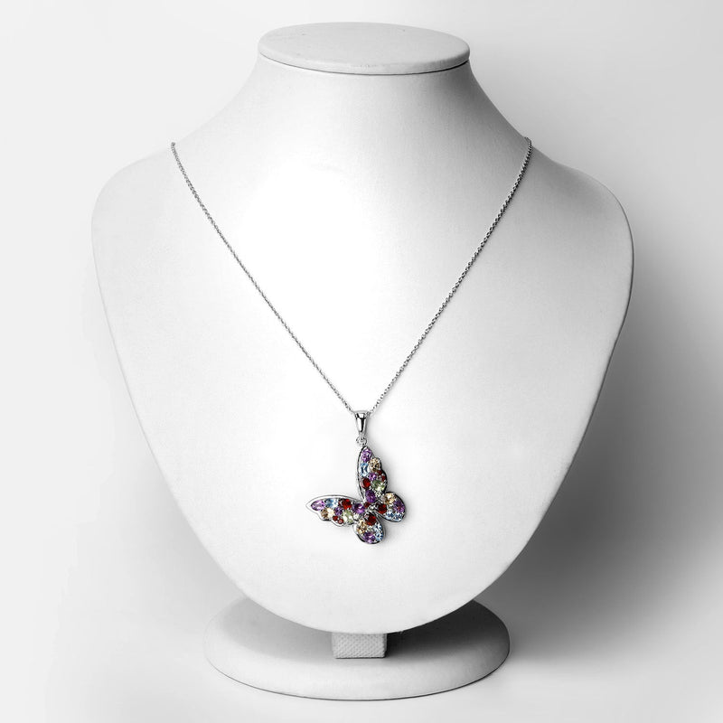 Bids.com 3.80 Carat Genuine Multi Stones .925 Sterling Silver Pendant Pendants