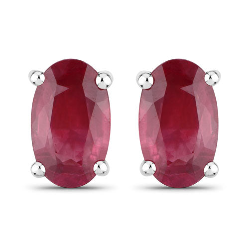 Bids.com 0.54 Carat Genuine Ruby 14K White Gold Earrings Earrings