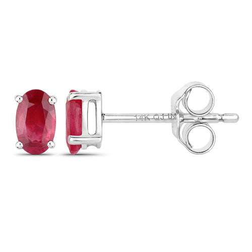 Bids.com 0.54 Carat Genuine Ruby 14K White Gold Earrings Earrings