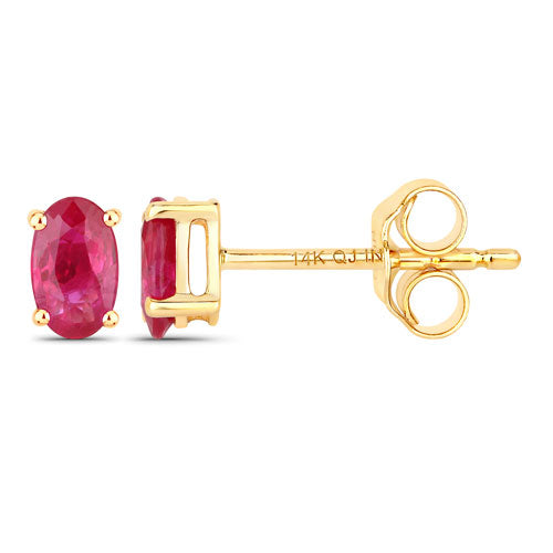 Bids.com 0.54 Carat Genuine Ruby 14K Yellow Gold Earrings Earrings