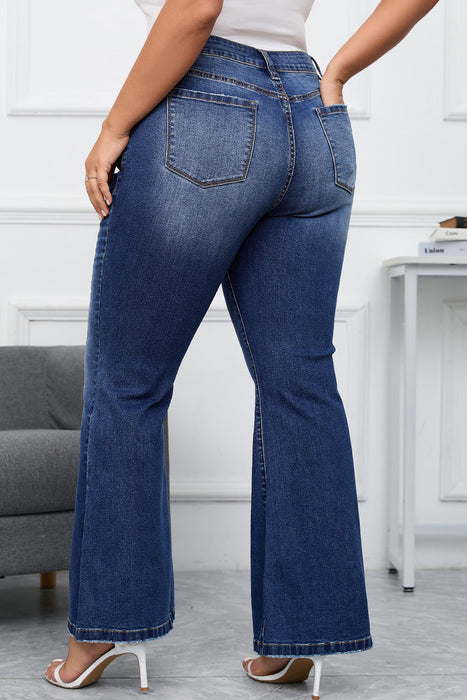 Plus Size Stitching Flare Jeans