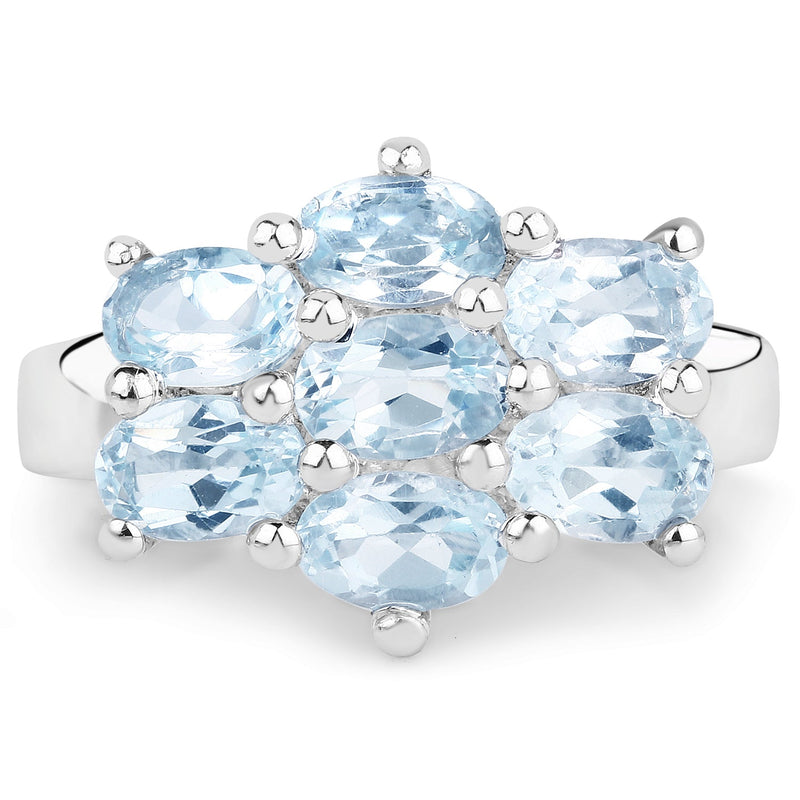 Bids.com 3.57 Carat Genuine  Blue Topaz .925 Sterling Silver Ring Rings