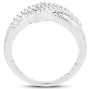 Bids.com 0.64 Carat Genuine White Diamond .925 Sterling Silver Ring Rings