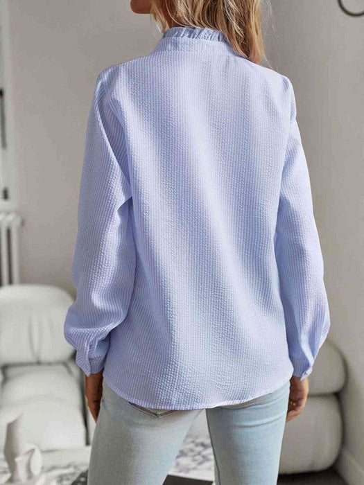 Ruffle Trim Long Sleeve Shirt