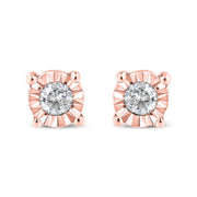 Bids.com 10K Yellow Gold Plated .925 Sterling Silver 1/10 Cttw Round Brilliant-Cut Diamond Miracle-Set Stud Earrings (J-K Color, I3 Clarity) Earrings