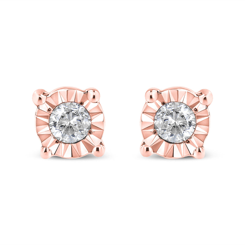 Bids.com 10K Yellow Gold Plated .925 Sterling Silver 1/10 Cttw Round Brilliant-Cut Diamond Miracle-Set Stud Earrings (J-K Color, I3 Clarity) Earrings