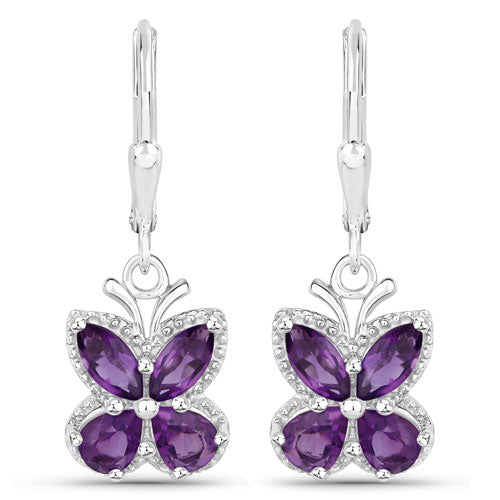 Bids.com 2.12 Carat Genuine Amethyst .925 Sterling Silver Earrings Earrings