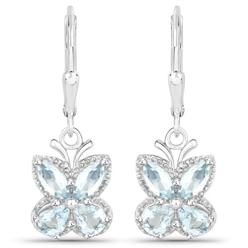 Bids.com 1.76 Carat Genuine Aquamarine .925 Sterling Silver Earrings Earrings
