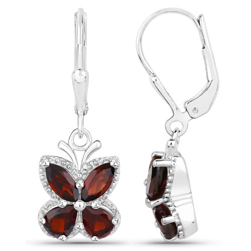 Bids.com 2.60 Carat Genuine Garnet .925 Sterling Silver Earrings Earrings