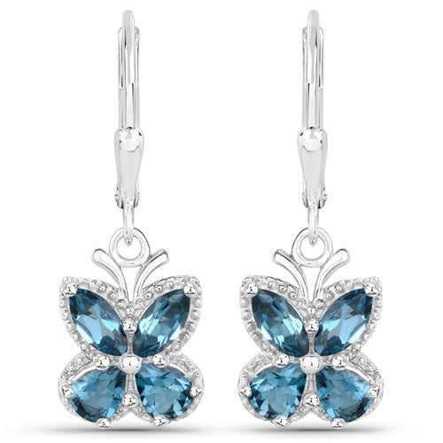 Bids.com 2.32 Carat Genuine London Blue Topaz .925 Sterling Silver Earrings Earrings