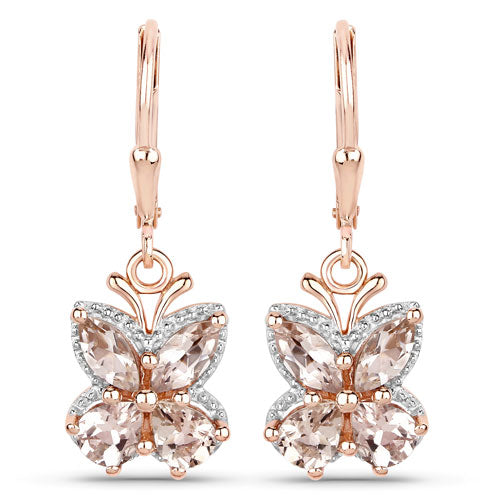 Bids.com 18K Rose Gold Plated 1.88 Carat Genuine Morganite .925 Sterling Silver Earrings Earrings