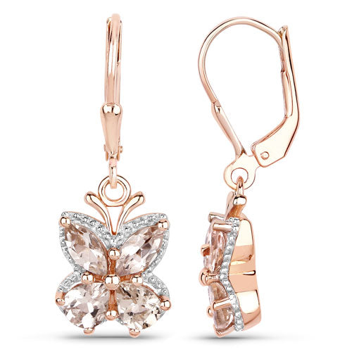 Bids.com 18K Rose Gold Plated 1.88 Carat Genuine Morganite .925 Sterling Silver Earrings Earrings