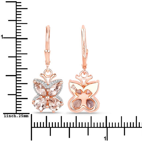 Bids.com 18K Rose Gold Plated 1.88 Carat Genuine Morganite .925 Sterling Silver Earrings Earrings