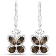 Bids.com 2.20 Carat Genuine Smoky Quartz .925 Sterling Silver Earrings Earrings