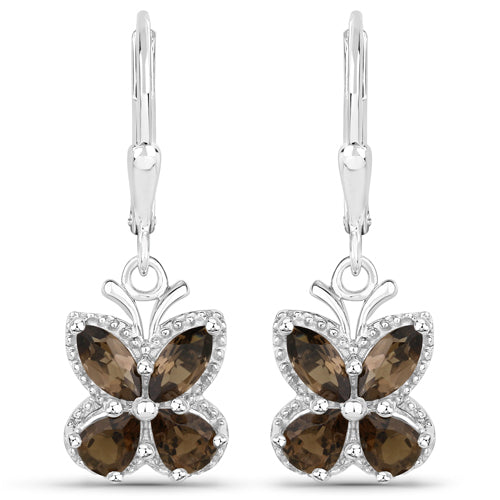 Bids.com 2.20 Carat Genuine Smoky Quartz .925 Sterling Silver Earrings Earrings