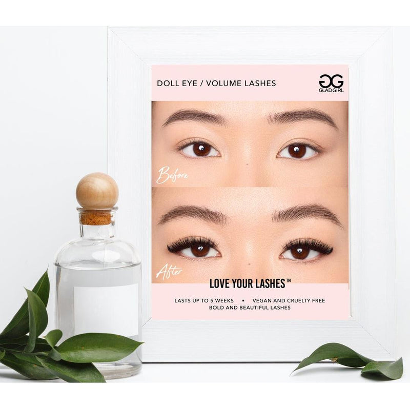 GladGirl Downloadable Doll Eye Volume Eyelash Extension Before & After Poster Marketing