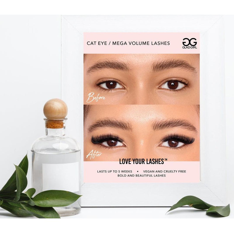 GladGirl Cat Eye Mega Volume Eyelash Extension Counter Card Marketing