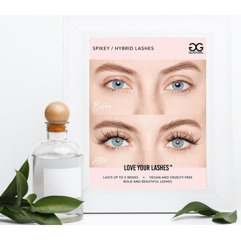 GladGirl Downloadable Spikey Eye Hybrid Eyelash Extension Before & After Poster Marketing
