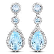 Bids.com 9.46 Carat Genuine Blue Topaz & White Topaz .925 Sterling Silver Earrings Earrings