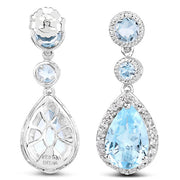Bids.com 9.46 Carat Genuine Blue Topaz & White Topaz .925 Sterling Silver Earrings Earrings