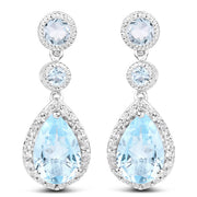 Bids.com 9.46 Carat Genuine Blue Topaz and White Topaz .925 Sterling Silver Earrings Earrings