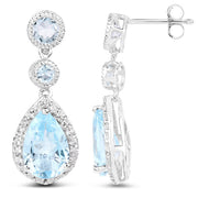 Bids.com 9.46 Carat Genuine Blue Topaz and White Topaz .925 Sterling Silver Earrings Earrings