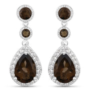 Bids.com 7.34 Carat Genuine Smoky Quartz and White Topaz .925 Sterling Silver Earrings Earrings