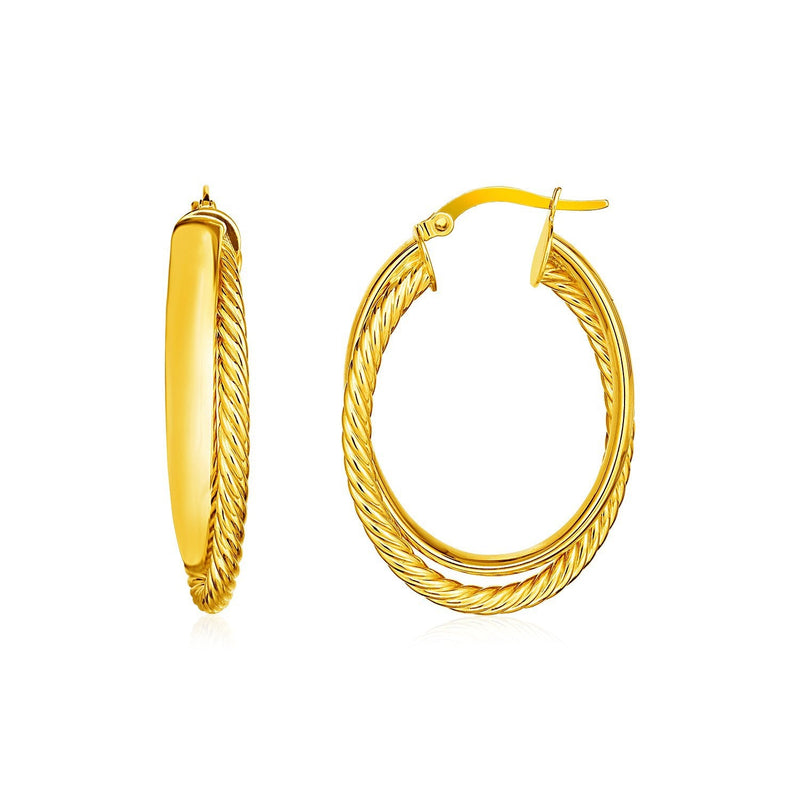 Bids.com 14k Yellow Gold Two Part Textured Twisted Oval Hoop Earrings Earrings White Smoke Yellow Gold