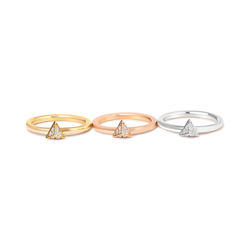 Bids.com 14K Tri Color Gold 1/3 Cttw Diamond Pyramid Stackable Band Ring Set (G-H Color, SI1-SI2 Clarity) - Size 7 Rings