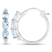 Bids.com 1.75 Carat Genuine Aquamarine and White Diamond .925 Sterling Silver Earrings Earrings