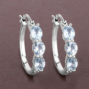 Bids.com 1.75 Carat Genuine Aquamarine and White Diamond .925 Sterling Silver Earrings Earrings