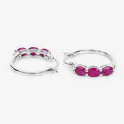 Bids.com 1.81 Carat Genuine Ruby and White Diamond .925 Sterling Silver Earrings Earrings