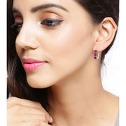 Bids.com 1.81 Carat Genuine Ruby and White Diamond .925 Sterling Silver Earrings Earrings