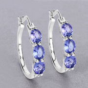 Bids.com 1.99 Carat Genuine Tanzanite and White Diamond .925 Sterling Silver Earrings Earrings