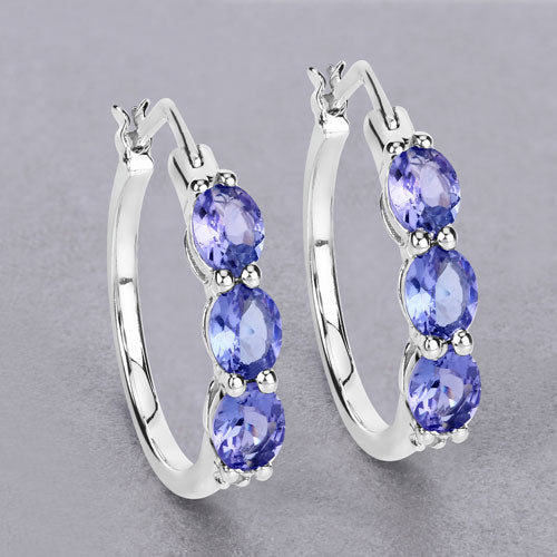 Bids.com 1.99 Carat Genuine Tanzanite and White Diamond .925 Sterling Silver Earrings Earrings