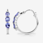 Bids.com 1.99 Carat Genuine Tanzanite and White Diamond .925 Sterling Silver Earrings Earrings