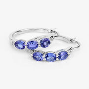 Bids.com 1.99 Carat Genuine Tanzanite and White Diamond .925 Sterling Silver Earrings Earrings