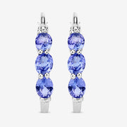 Bids.com 1.99 Carat Genuine Tanzanite and White Diamond .925 Sterling Silver Earrings Earrings