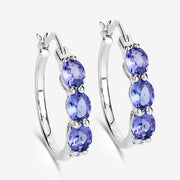 Bids.com 1.99 Carat Genuine Tanzanite and White Diamond .925 Sterling Silver Earrings Earrings