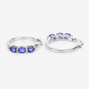 Bids.com 1.99 Carat Genuine Tanzanite and White Diamond .925 Sterling Silver Earrings Earrings