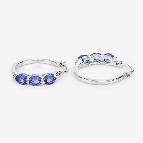 Bids.com 1.99 Carat Genuine Tanzanite and White Diamond .925 Sterling Silver Earrings Earrings