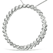Bids.com .925 Sterling Silver 3/4 Cttw Round Diamond Spiral Curved Circle Pendant 18" Necklace (I-J Color, I3 Clarity) Necklaces