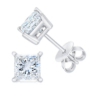 Bids.com 14K White Gold 1.00 Cttw Princess-Cut Square Near Colorless Diamond Classic 4-Prong Solitaire Stud Earrings (G-H Color, SI1-SI2 Clarity) Earrings