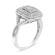 Bids.com .925 Sterling Silver 1/2 Cttw Round-Cut Diamond Cluster Cushion Ring (I-J , I1-I2) - Size 7 Rings