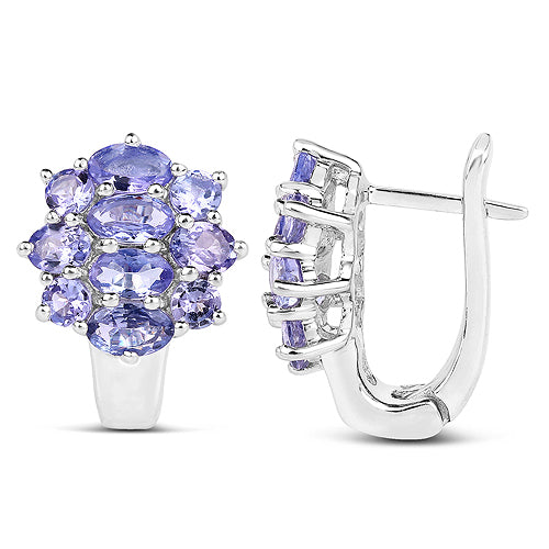Bids.com 3.48 Carat Genuine Tanzanite .925 Sterling Silver Earrings Earrings