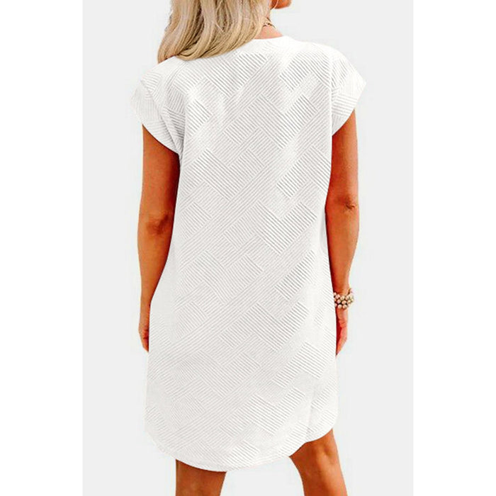 Textured Round Neck Cap Sleeve Dress